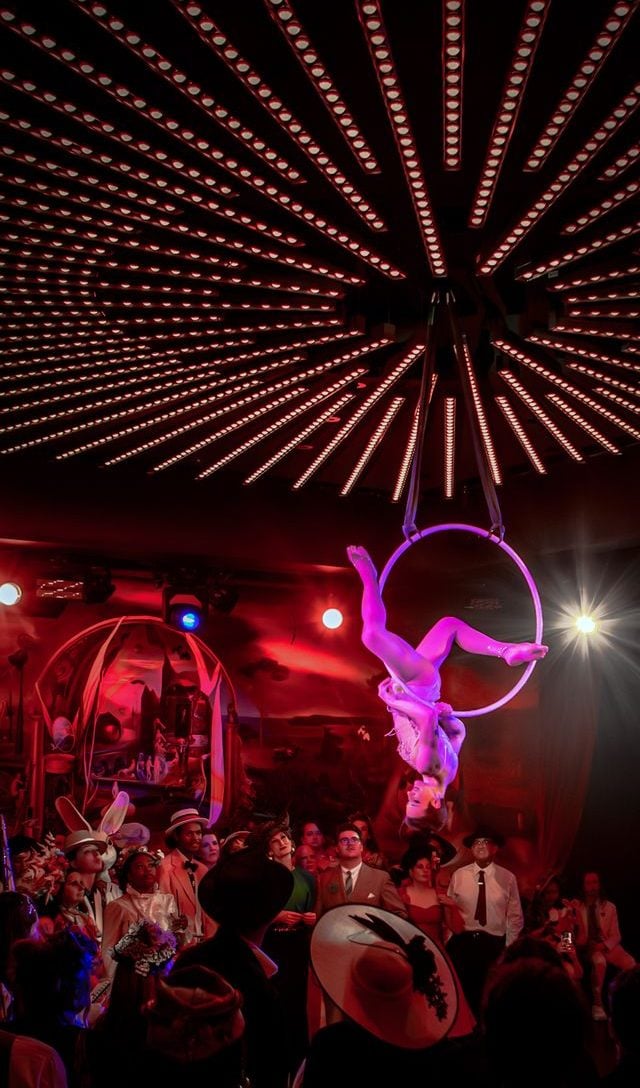 Aerial acrobats performing at the Paradise Club in NYC