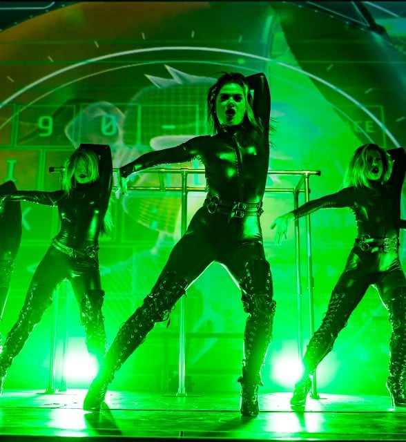little miss nasty black leather dancers at the Paradise Club in NYC